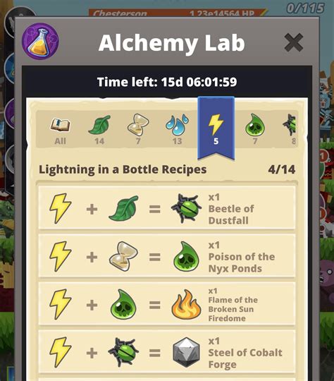 tap titans 2 alchemy lab.